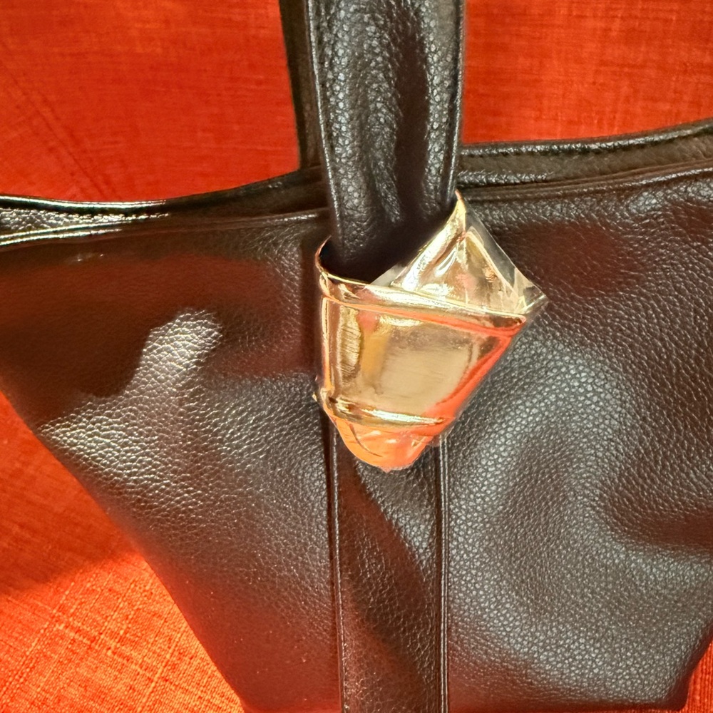 Merit X Brandon Maxwell Black Vegan Leather‎ Mini Bag Handbag Metal Knot - Picture 7 of 12